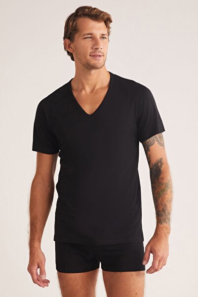 Kom Enrico Men's V-Neck Short Sleeve 100% Cotton 2-Piece Tshirt Set