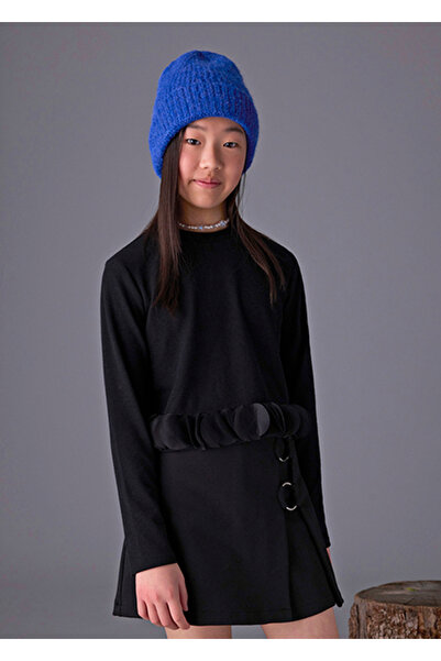 MAYORAL بلوزة بناتية سوداء بتفاصيل أوراق الشجر 7030