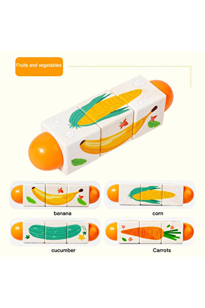 choice2 أحجية خشبية ثلاثية الأبعاد برتقالية اللون، أحجية دوارة، مكعبات بناء، ...