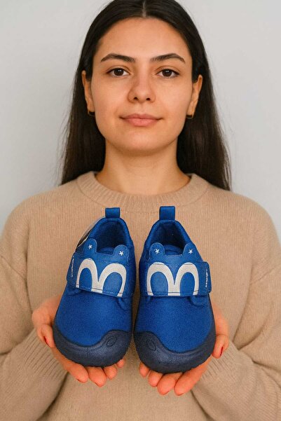 gigigiyim Göz Detaylı Erkek Bebe Panduf Mavi