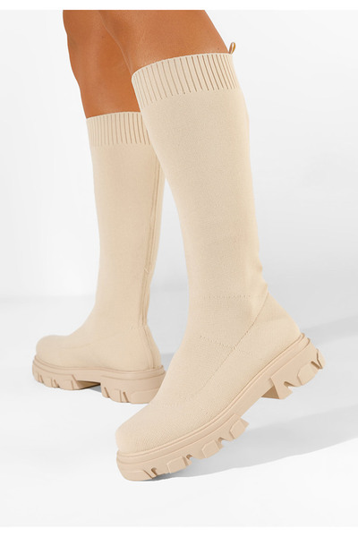 B T Shoes Cizme tip soseta bej Branca V2