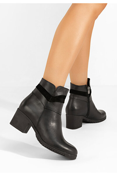 B T Shoes Μποτάκια με χοντρό τακούνι Marlana Μαύρα