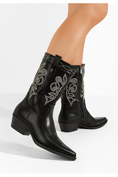 B T Shoes Cizme cowboy dama Zavila negre