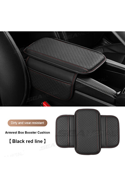 choice2 Black Red BLALION Leather Car Armrest Box Pad Memory Foam Center Cole...
