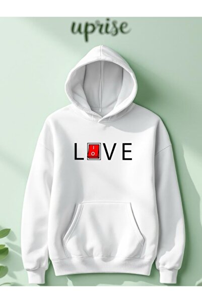 Vordevia Hanorac Love Live cu imprimeu din bumbac cu supradimensionat fire O