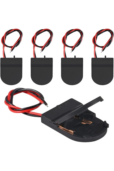 Choice غطاء وحافظة حامل بطارية خلية زر CR2032 ذات فتحة واحدة باللون الأسود، م...