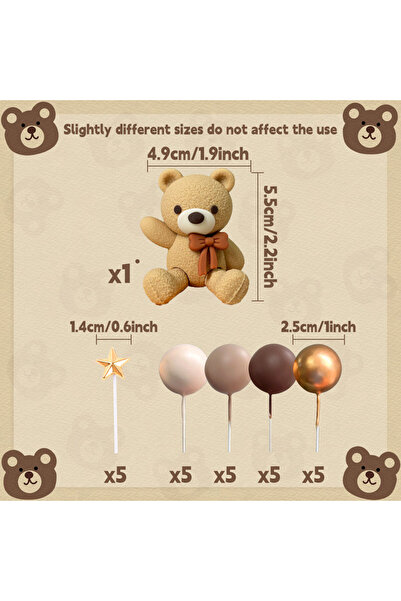 Choice مجموعة 1 من زينة كعكة الدب البني من لافينتي، كرات بيج وبنية، زينة كعكة...