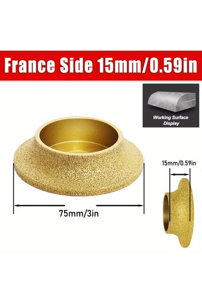 choice2 15mm 1pc Vacuum Brazed Diamond French Edge Wheel Hole Diameter 20mm D...