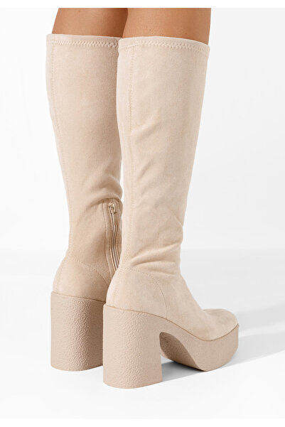 B T Shoes Cizme cu toc gros Minella bej