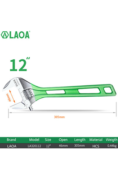 Choice3 12inch LAOA Large Open Adjustable Spanner Light Weight Wrench Tools H...