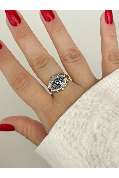 CHARMLUCKY MAVİ TAŞLI GÖZ YÜZÜK