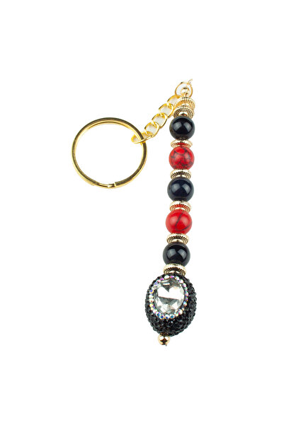 Liveyn Design Breloc cu cristale de sticlă cu agat și turcoaz roșu