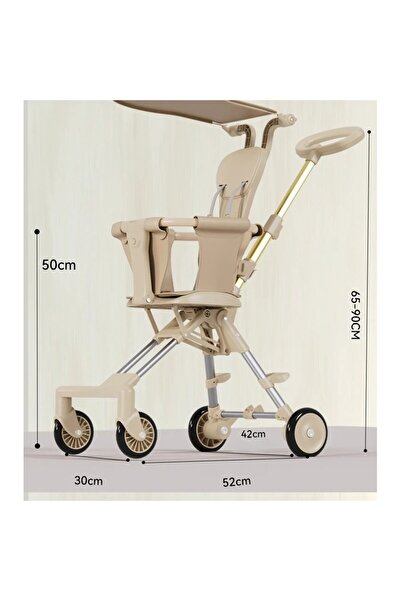 Flippy Folding Stroller, Reversible, 1-3 Years, 4 Wheels, Sunshade, Beige