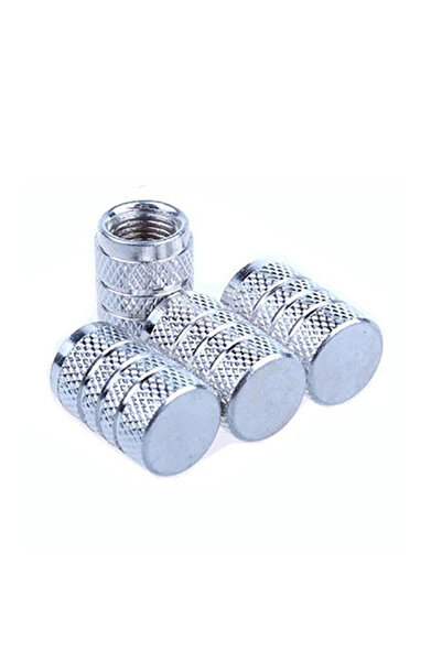 Choice silver 4Pcs Car Tire Valve Stems Cap Knurling Style Tire Valve Cap Alu...