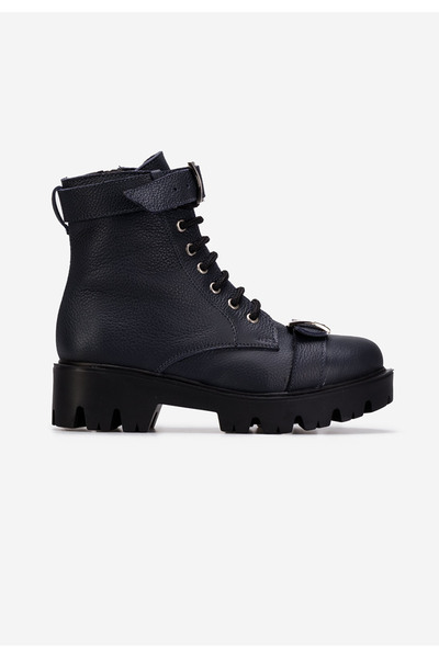 B T Shoes Modré dámské kožené workery Antonina