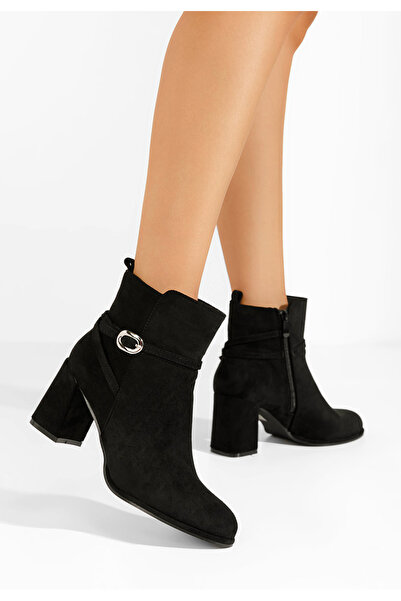 B T Shoes Μποτάκια με χοντρό τακούνι Cherri Μαύρα