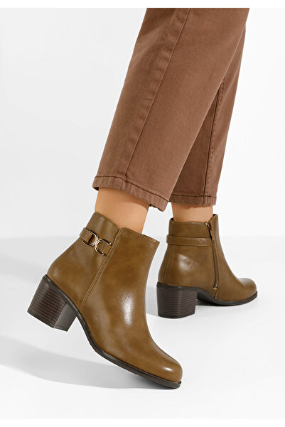 B T Shoes Μποτάκια με χοντρό τακούνι Natalina ταμπά