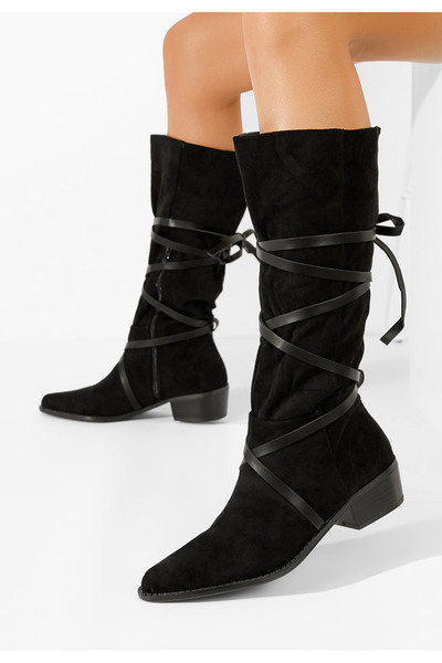 B T Shoes Mποτεσ γυναικειεσ φλατ Raizza Μαύρα