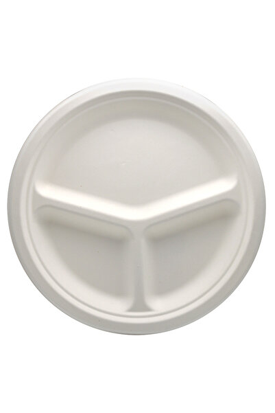Endless Set of 8 Endless biodegradable three-compartment round plates, 26 cm