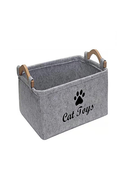 Choice1 سلة تخزين ألعاب الحيوانات الأليفة من اللباد الرمادي، قابلة للطي، صندو...