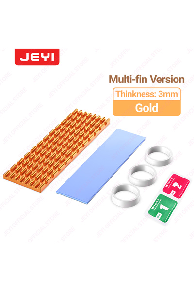 Choice1 3mm Fin Gold JEYI M.2 SSD Heatsink, Aluminum PS5 Radiator Solid State Drives Cooler Silicone Thermal