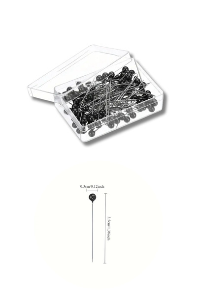 Kardelux 100 Adet İri Başlı Siyah Toplu İğne, Türban Eşarp Başörtüsü Şal Düğü...
