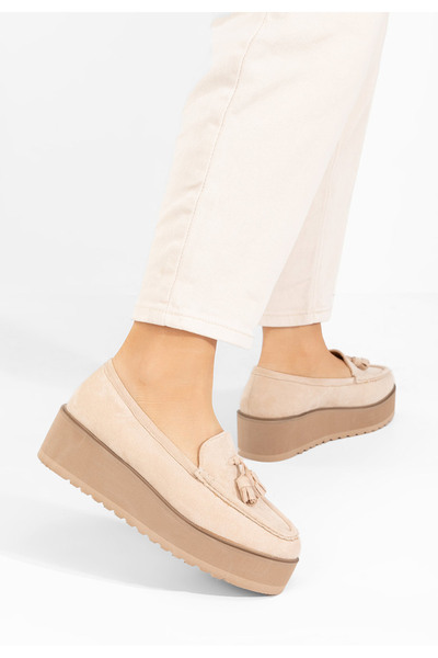 B T Shoes Béžové mokasíny na platformě Leondra