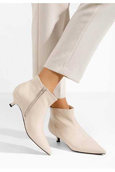 B T Shoes Béžové kotníkové boty na vysokém podpatku Daphine