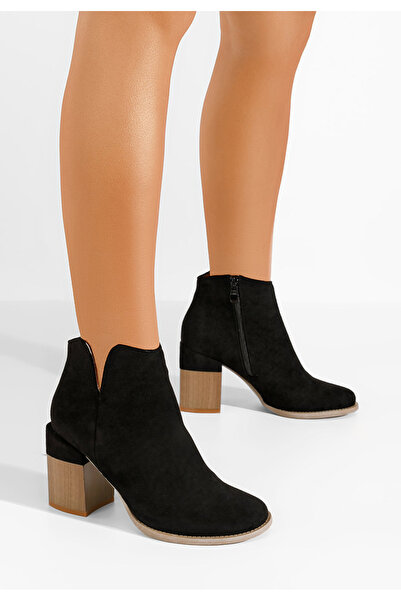 B T Shoes Μποτάκια με χοντρό τακούνι Paletia Μαύρα