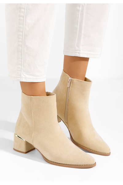 B T Shoes Μποτάκια με χοντρό τακούνι Asevida μπεζ