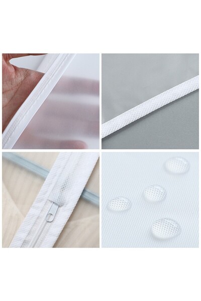 No branded Clothes storage bag with zipper, transparent white, 140x60 cm