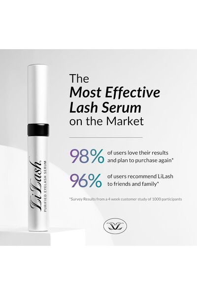 Lilash Beauty LiLash Purified Eyelash Physician-Formulated Serum for Fuller & Longer Looking Eyelashes, 3-Months S
