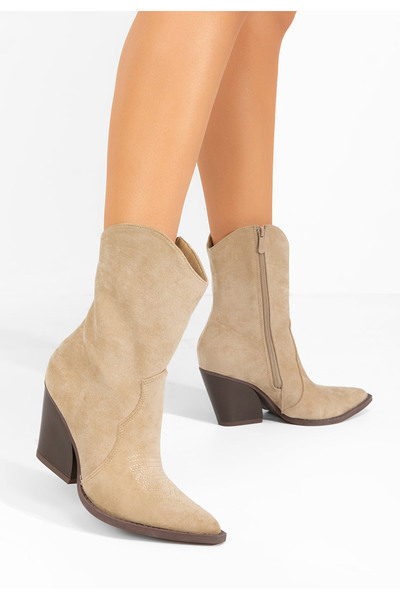 B T Shoes Καουμπόικες Μπότες Sarisa μπεζ