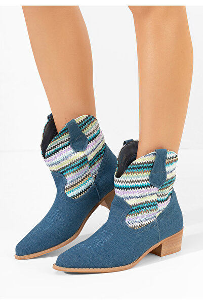 B T Shoes Γυναικεία Μποτάκια Cowboy Lusilda Τζιν