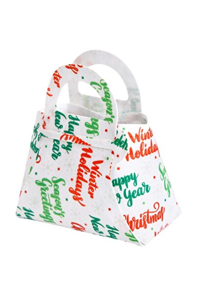 Flippy Children's Bag Foldable Christmas Gifts Non-Woven Canvas Christmas Messages 13x12x6cm, White