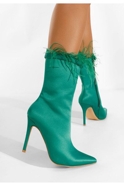 B T Shoes Μποτάκια με λεπτο τακουνι Aliseda πρασινο