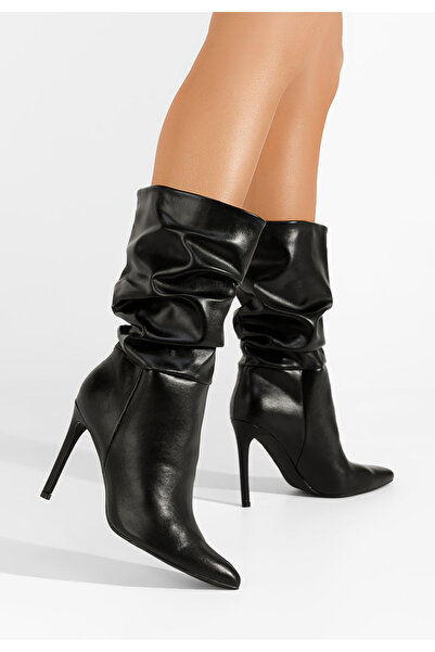 B T Shoes Černé kozačky na jehlovém podpatku Hamena