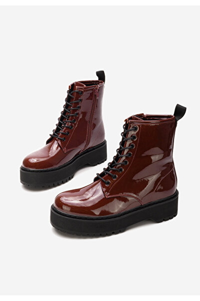 B T Shoes Bordové šněrovací kotníkové boty Hiendra