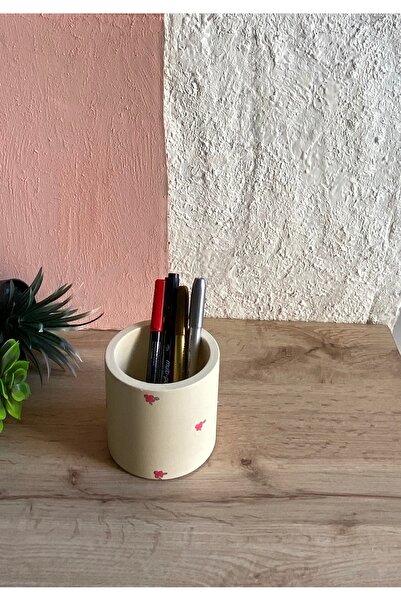 Bimumseramik حامل أقلام دائري مزين بالزهور، منظم أدوات مكتبية