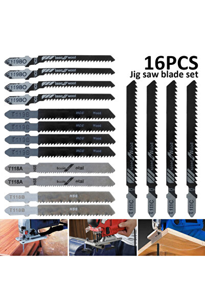 Choice1 C 16/48Pcs Jigsaw Blades Set T-Shaft HCS Assorted Jig Saw Blades Meta...