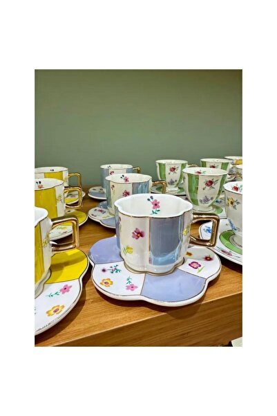 ZADE HOME Royking 6Lı Mavi Çizgili Kahve Fincanı MSKF73