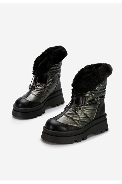 B T Shoes Zelené kotníkové zimní boty Denova