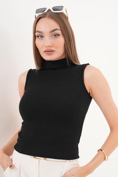 ŞİMAL Women's Sim Detailed Half Fisherman Sleeveless Blouse 255079 -