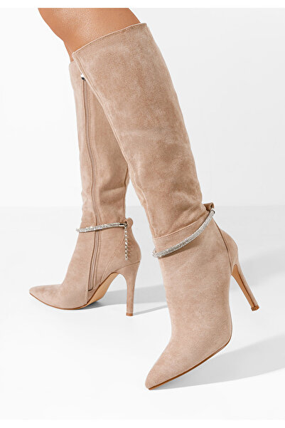 B T Shoes Cizme cu toc subtire Piera kaki