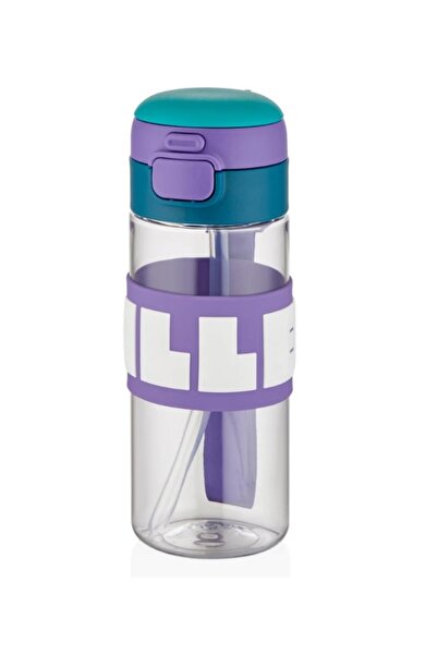 Vagonlife Diller 600 Ml Silikon Pipetli Tritan Matara Çift İçim D2417 Yeşil Mor