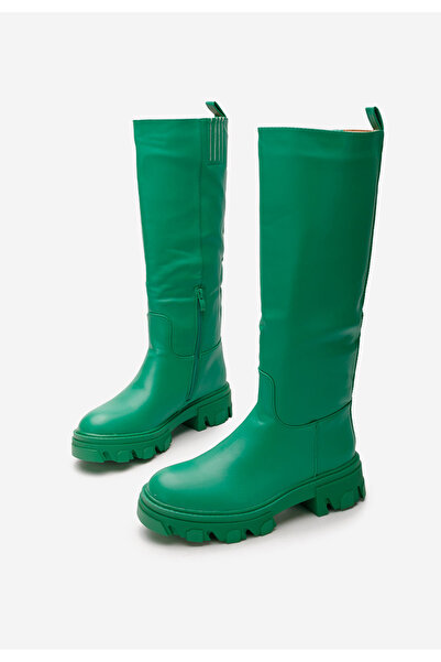 B T Shoes Zelené dámské kozačky Oserra