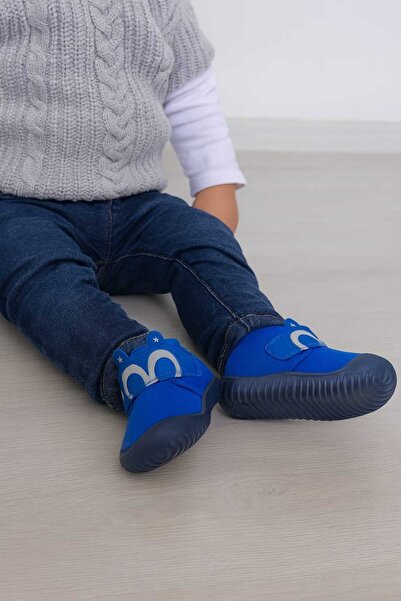 gigigiyim Göz Detaylı Erkek Bebe Panduf Mavi