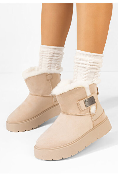 B T Shoes Béžové dámské válenky Natosha