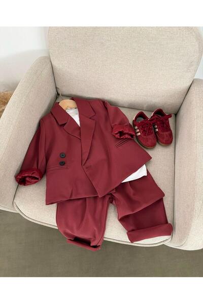 bohemiankids baby wear bordo ceket takım