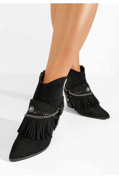 B T Shoes Γυναικεία Μποτάκια Cowboy Amethysta Μαύρα